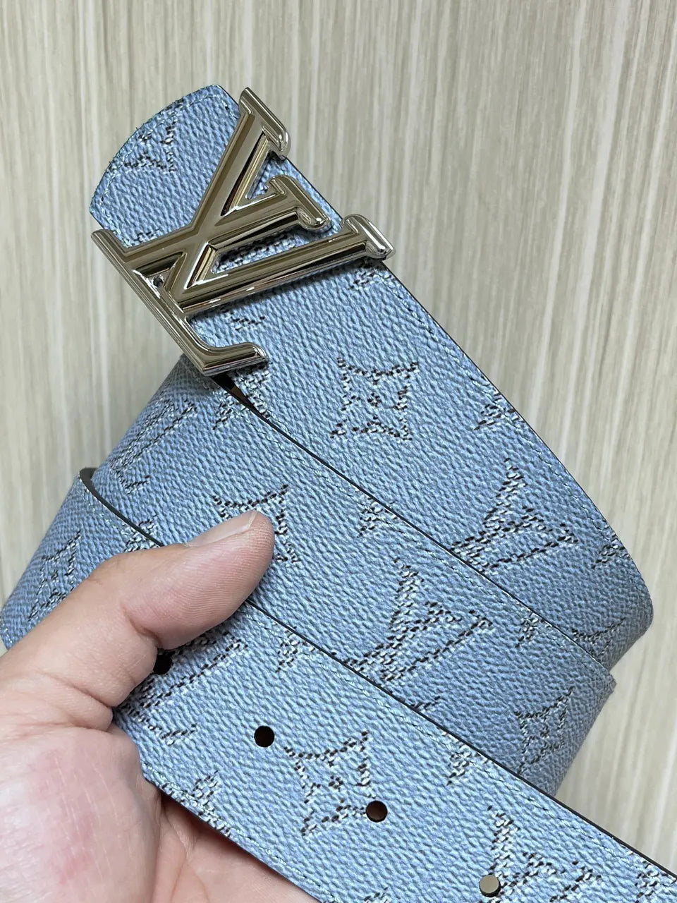 lv Louis Vuitton Blue Monogram Belt - Hình 6