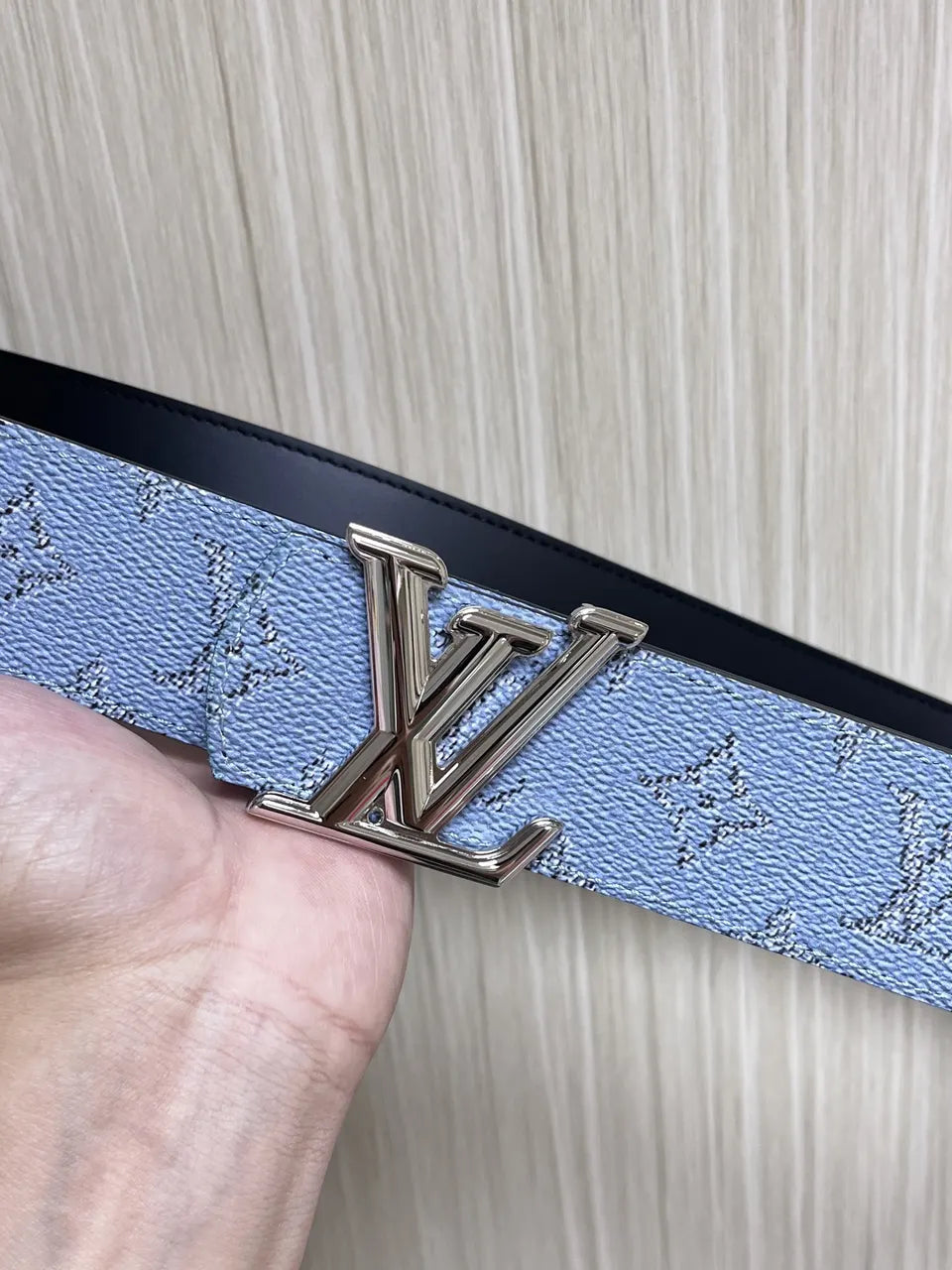 lv Louis Vuitton Blue Monogram Belt - Hình 7