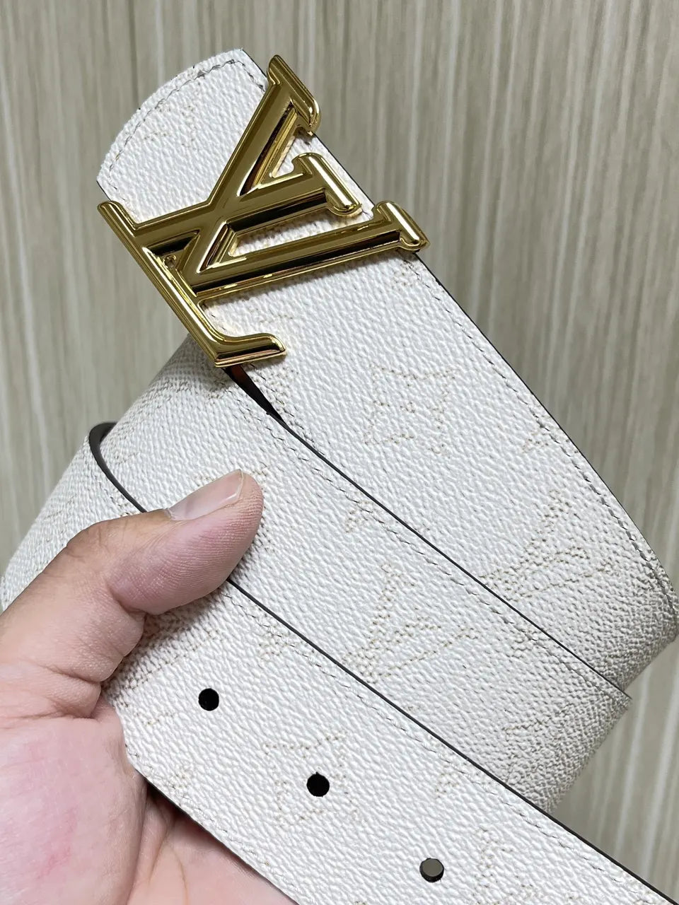coated Louis Vuitton White Monogram Belt