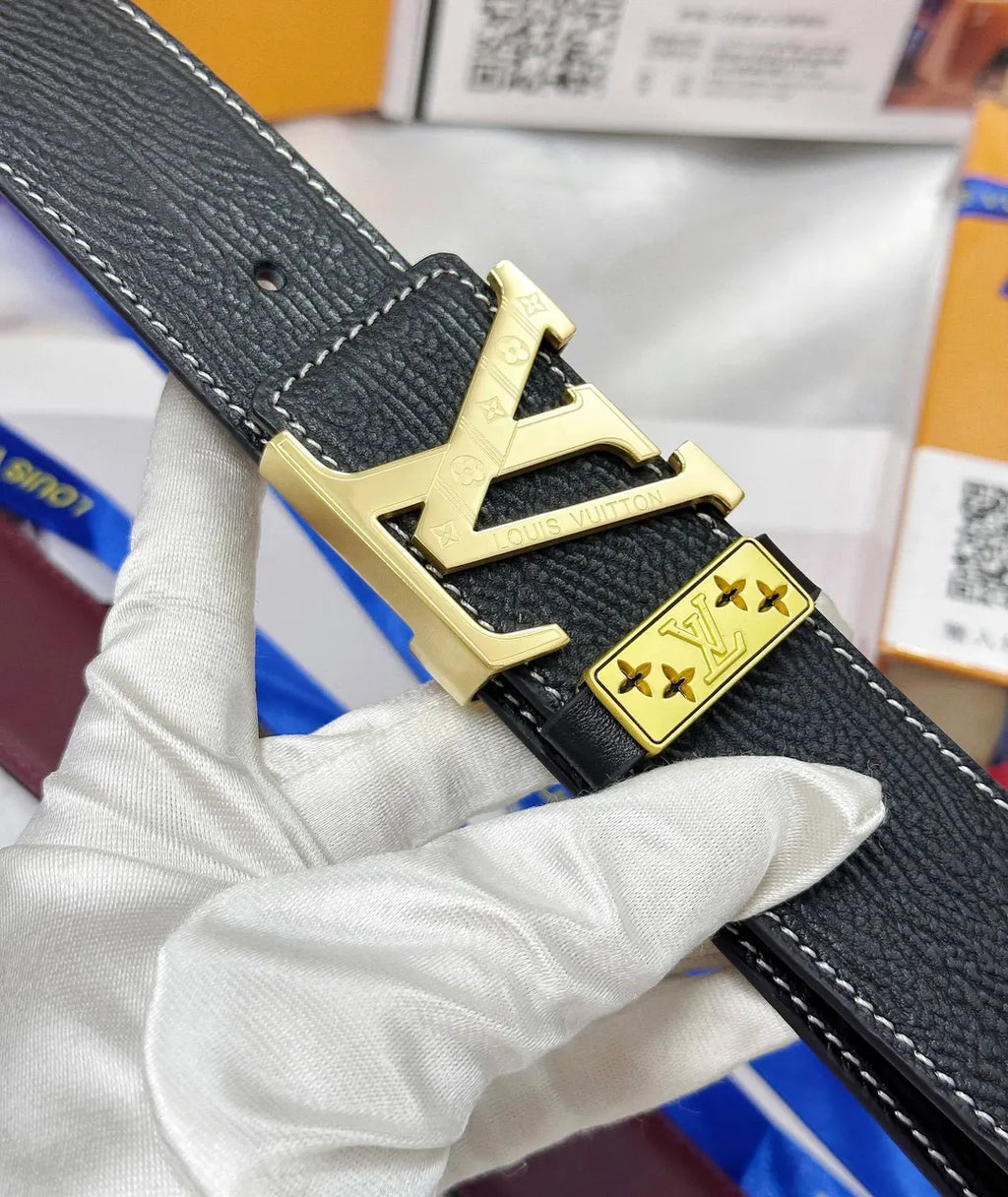 leather Louis Vuitton Reversible Belt - Hình 8