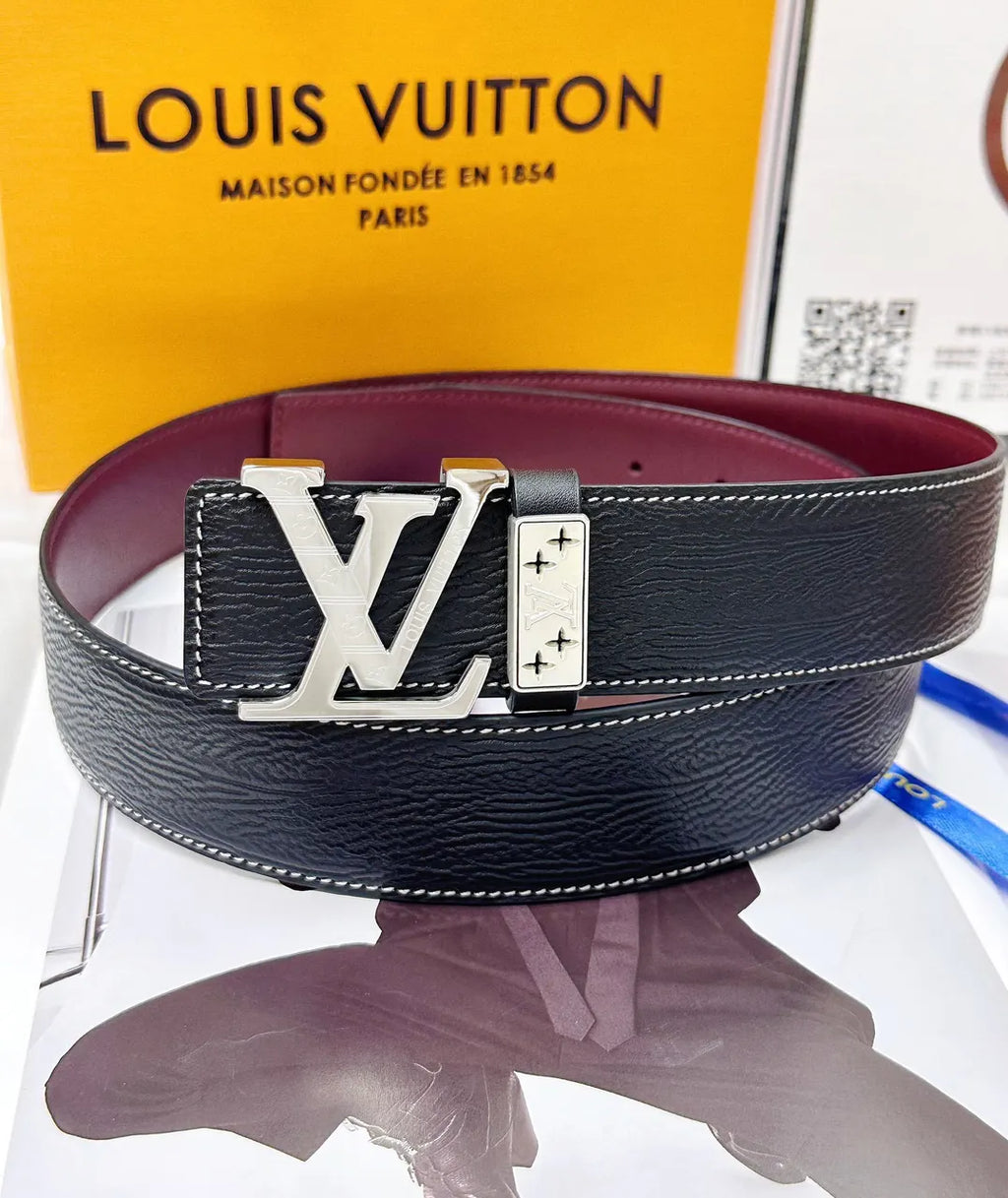 Louis Vuitton Black Leather Belt lv - Hình 5