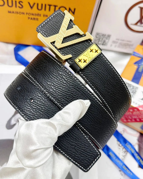 black Louis Vuitton Gold LV Belt - Hình 2