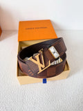 Louis Vuitton Damier Ebene Belt gold lv