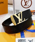 black Louis Vuitton Embossed Monogram Belt