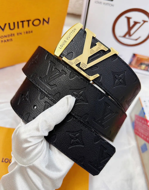 black Louis Vuitton Embossed Monogram Belt - Hình 2