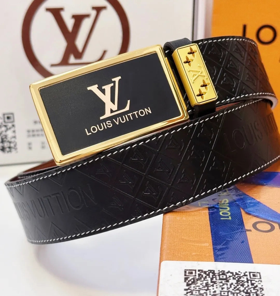 black silver Louis Vuitton Embossed Belt - Hình 2