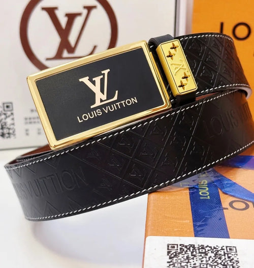 black silver Louis Vuitton Embossed Belt - Hình 2