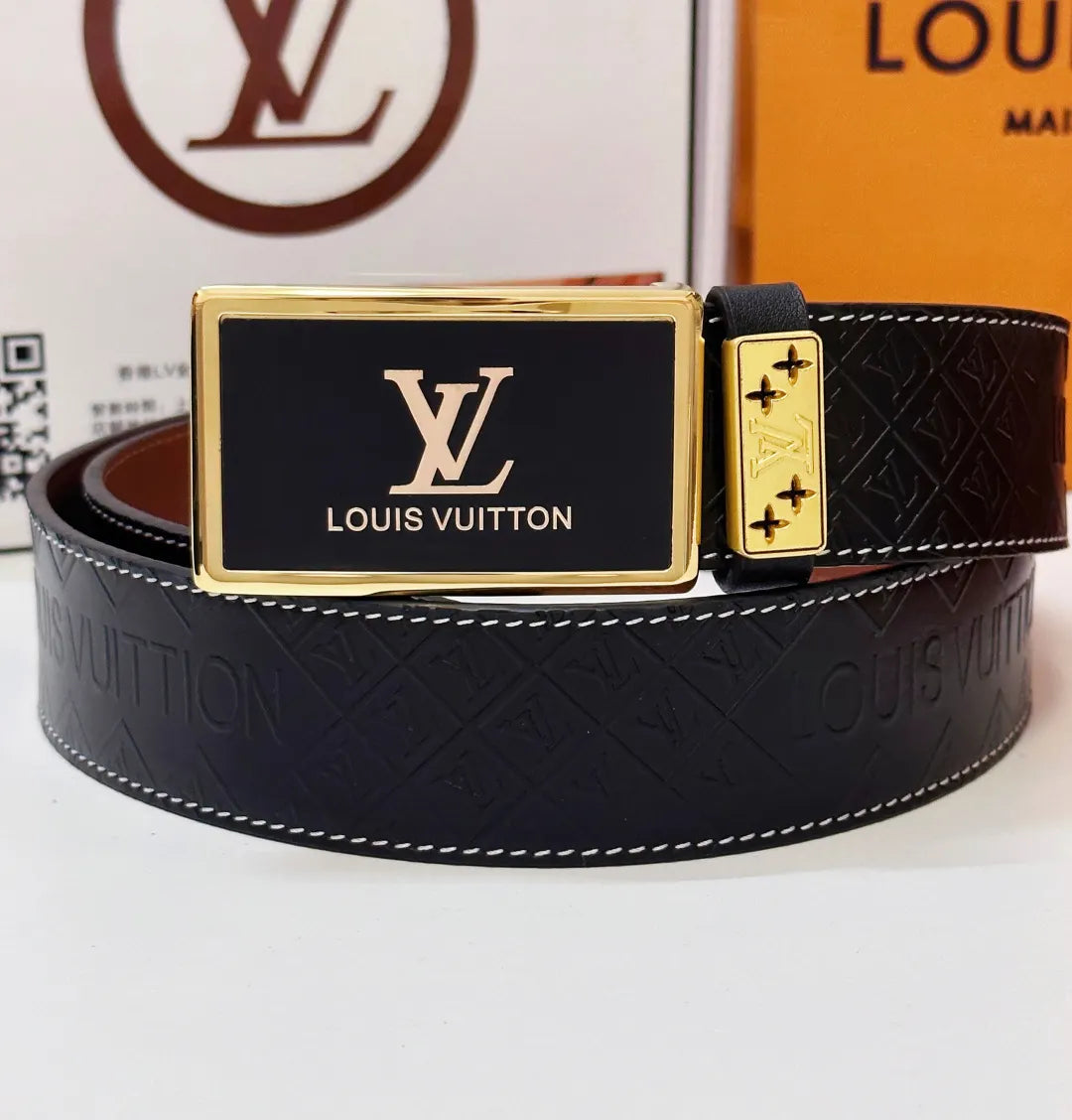 black silver Louis Vuitton Embossed Belt - Hình 4