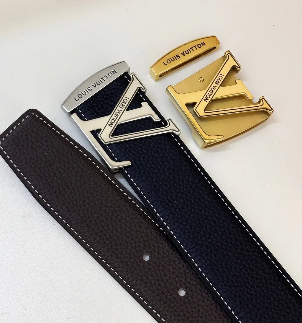 Louis Vuitton Silver Buckle Leather Belt