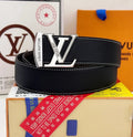 Louis Vuitton Black Leather Stitch Belt