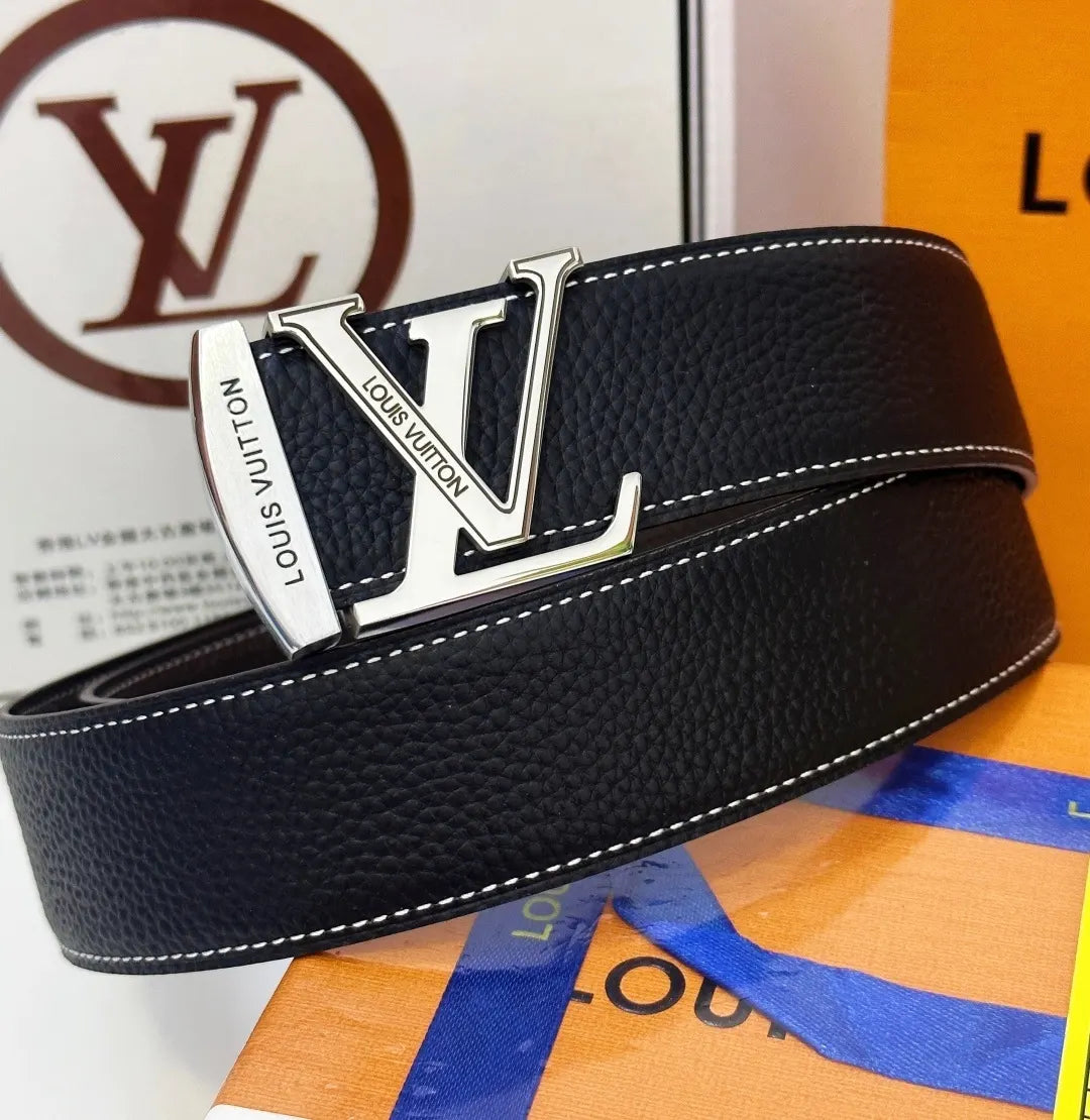 Louis Vuitton Black Leather Stitch Belt - Hình 2