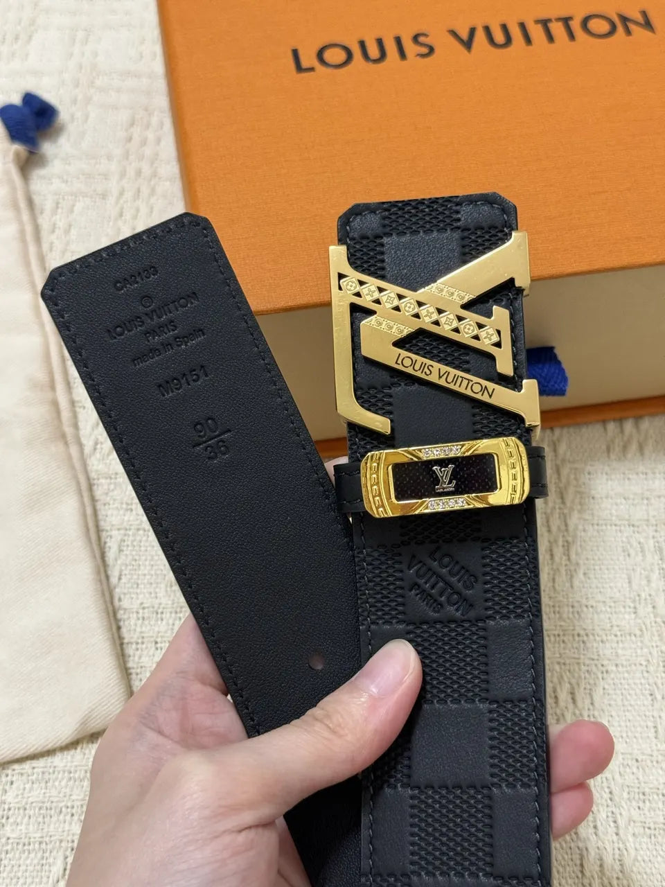 LV Damier Shadow Black Belt - Hình 4