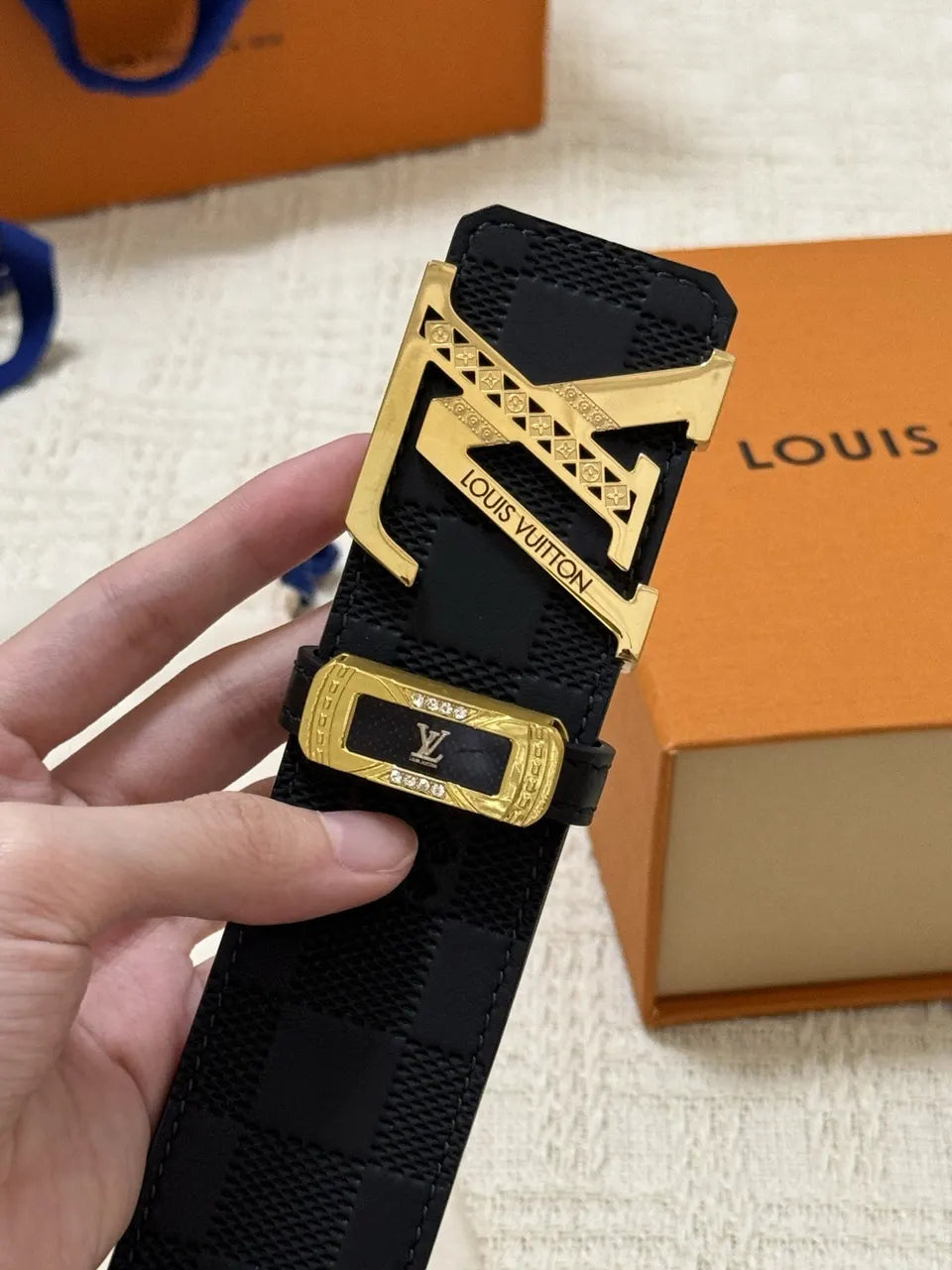 LV Damier Shadow Black Belt - Hình 8