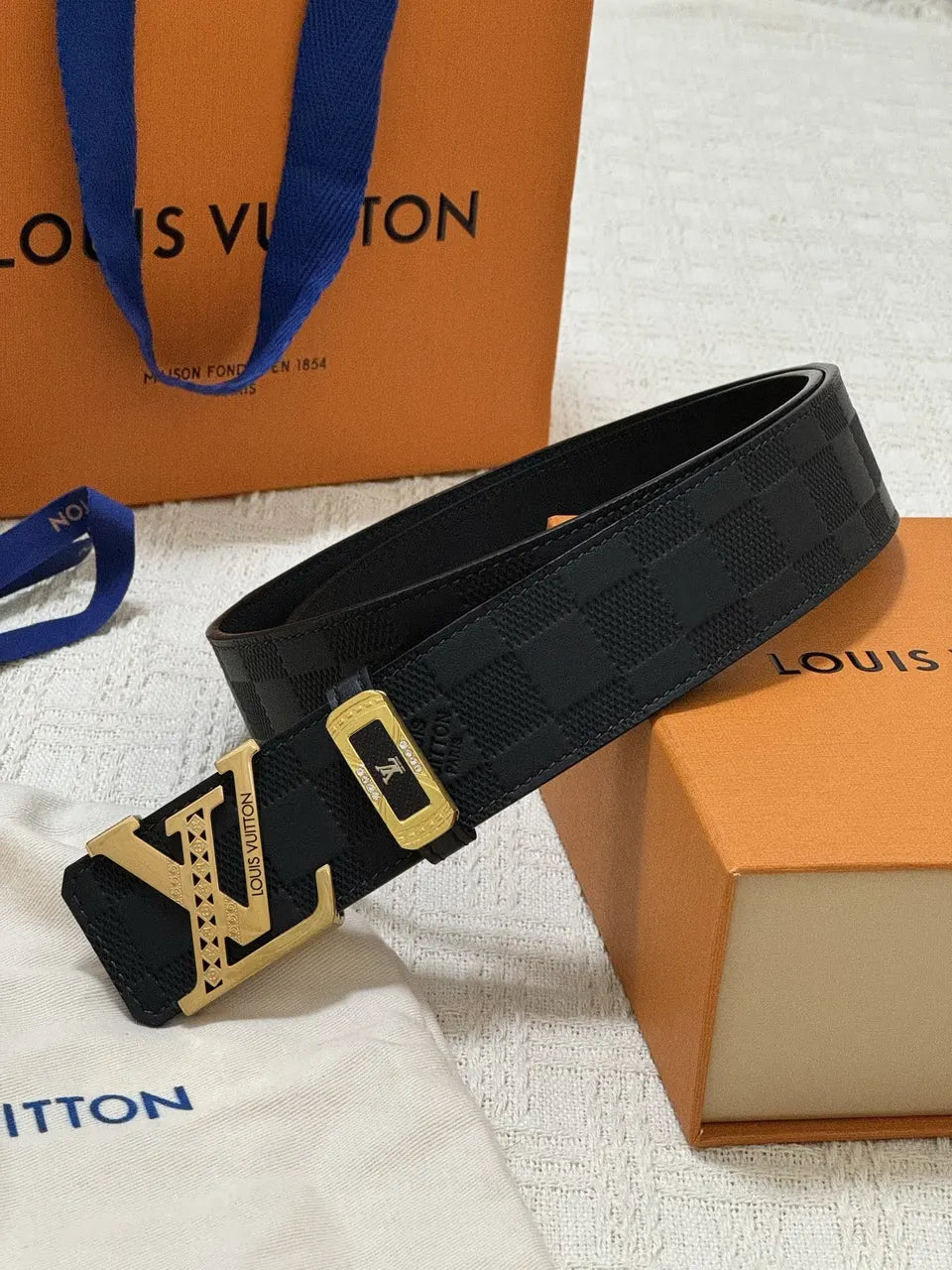 LV Damier Shadow Black Belt - Hình 9