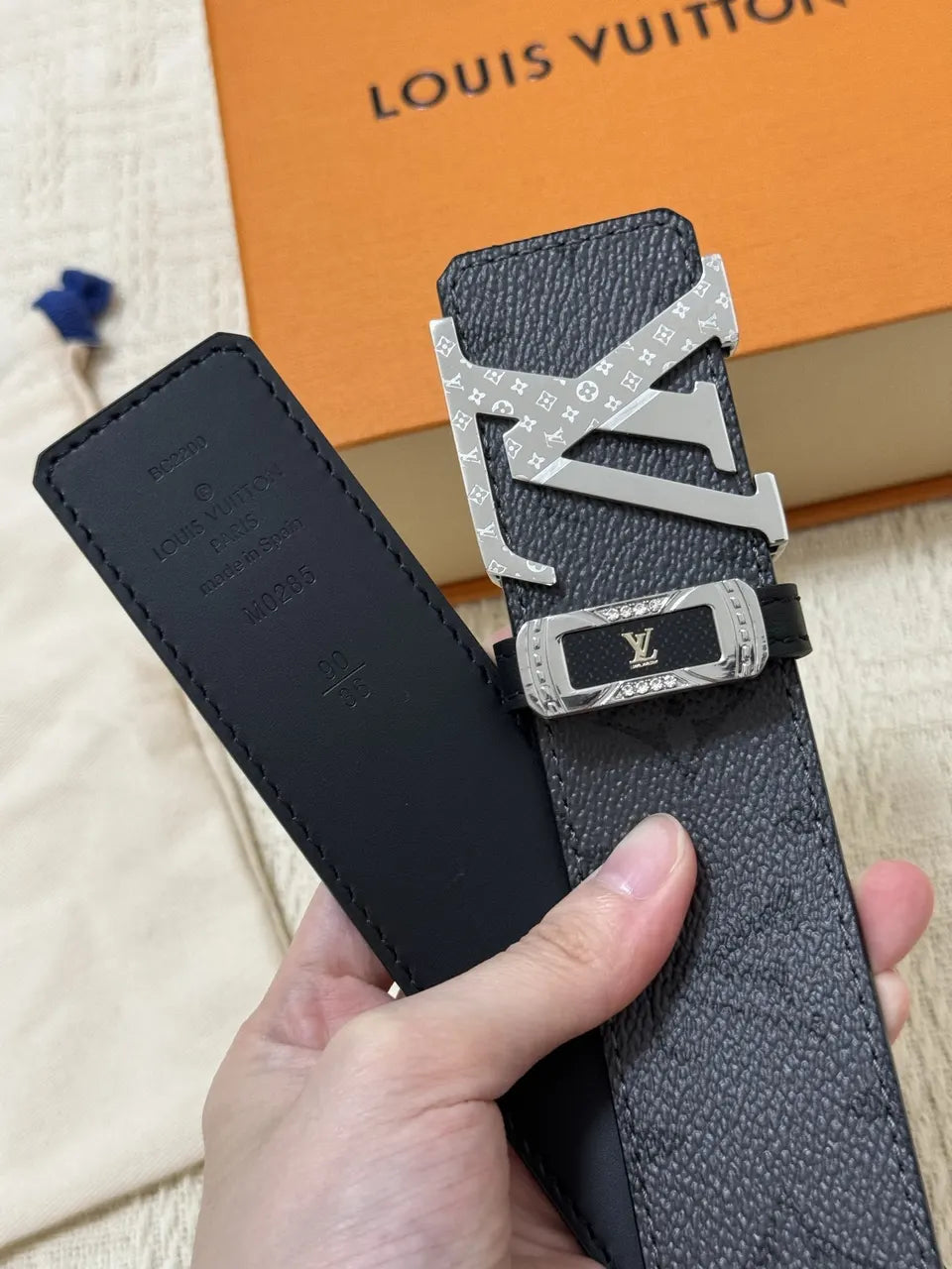 Louis Vuitton Black Monogram Shadow Belt - Hình 3