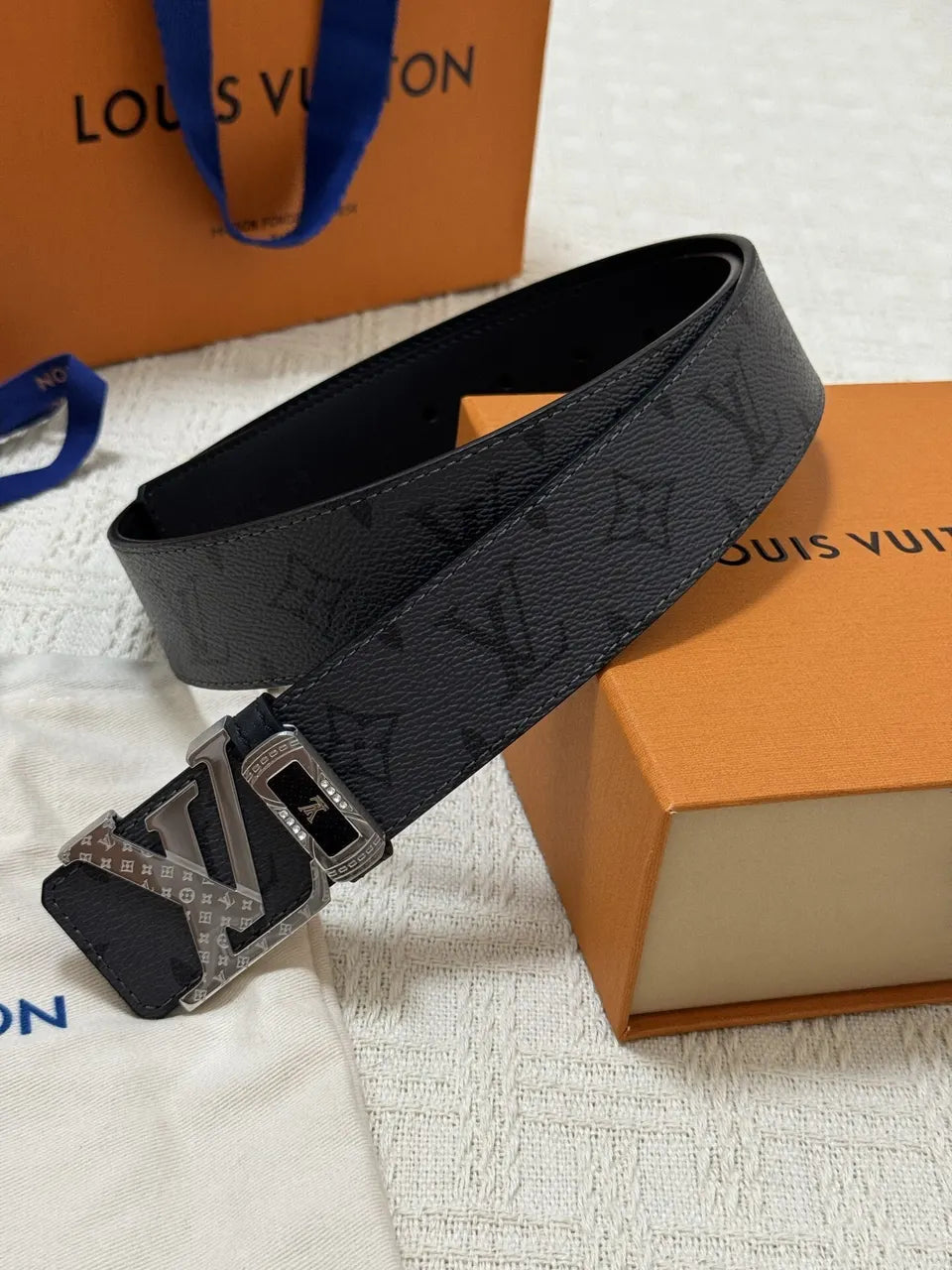Louis Vuitton Black Monogram Shadow Belt - Hình 8