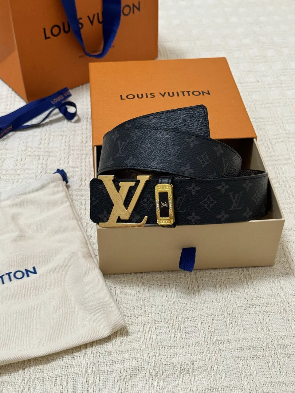 Louis Vuitton Black Monogram Shadow Belt
