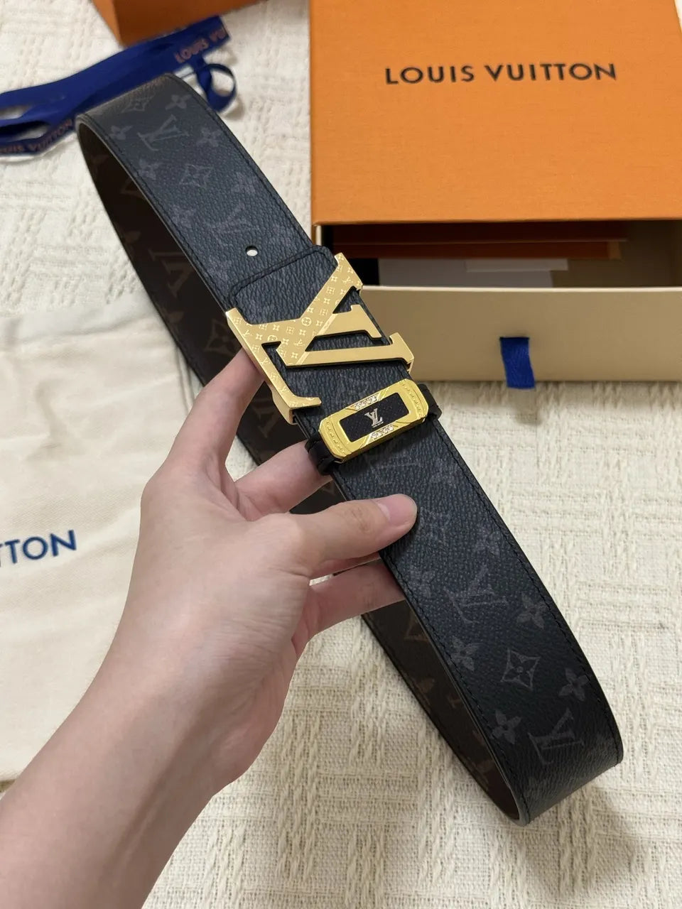 Louis Vuitton Black Monogram Shadow Belt - Hình 4