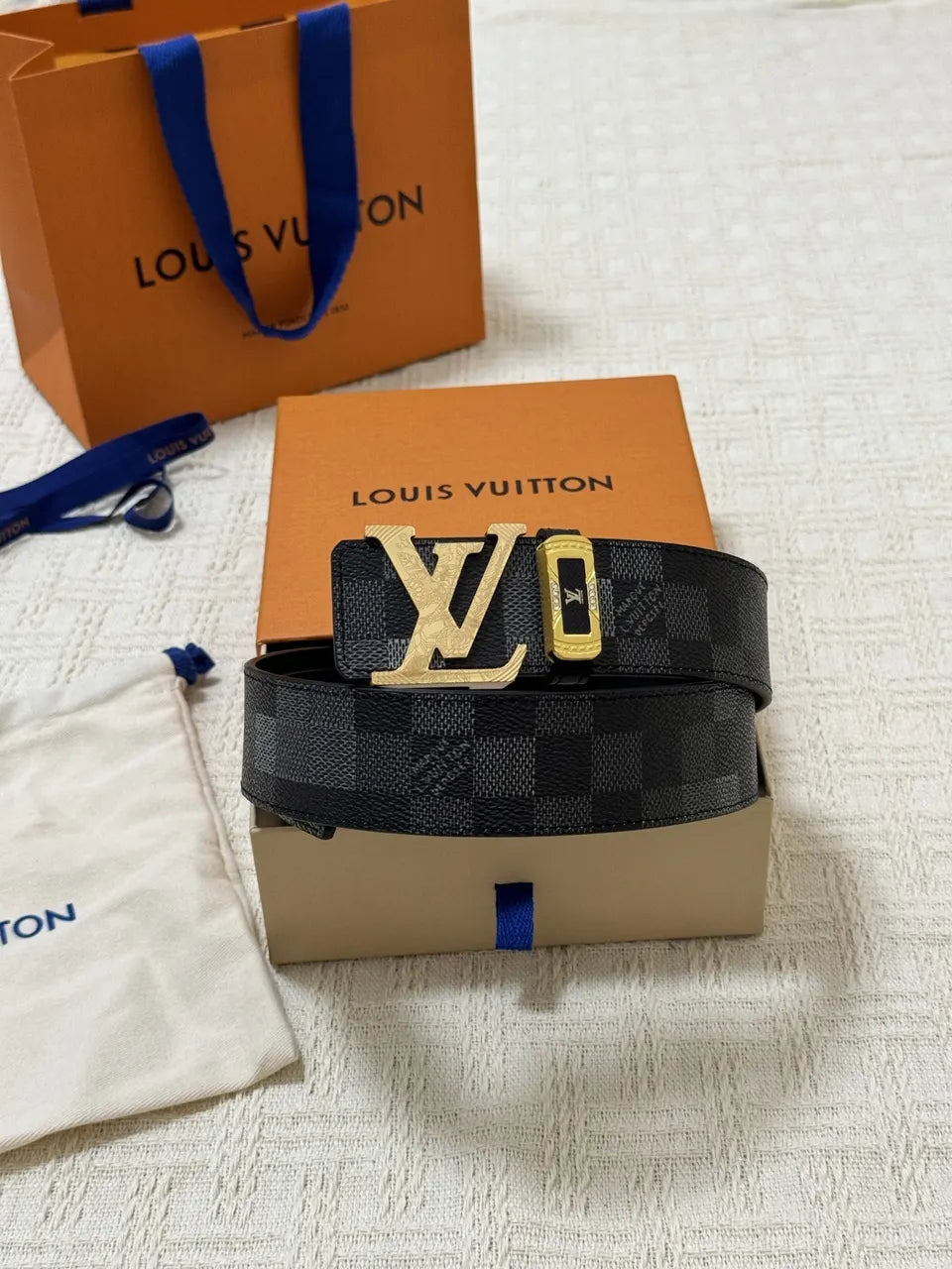 Louis Vuitton Damier Infini Black Belt Gold Buckle