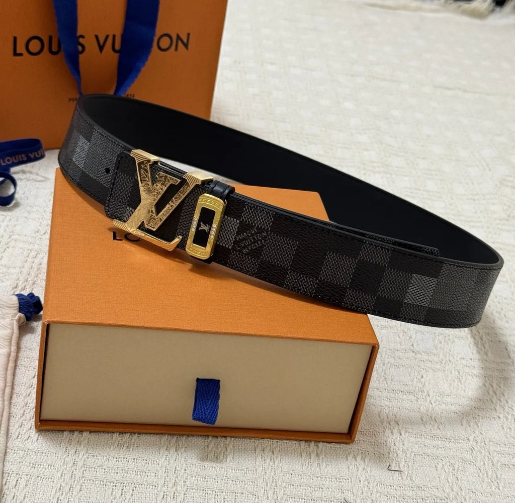 Louis Vuitton Damier Infini Black Belt Gold Buckle - Hình 6