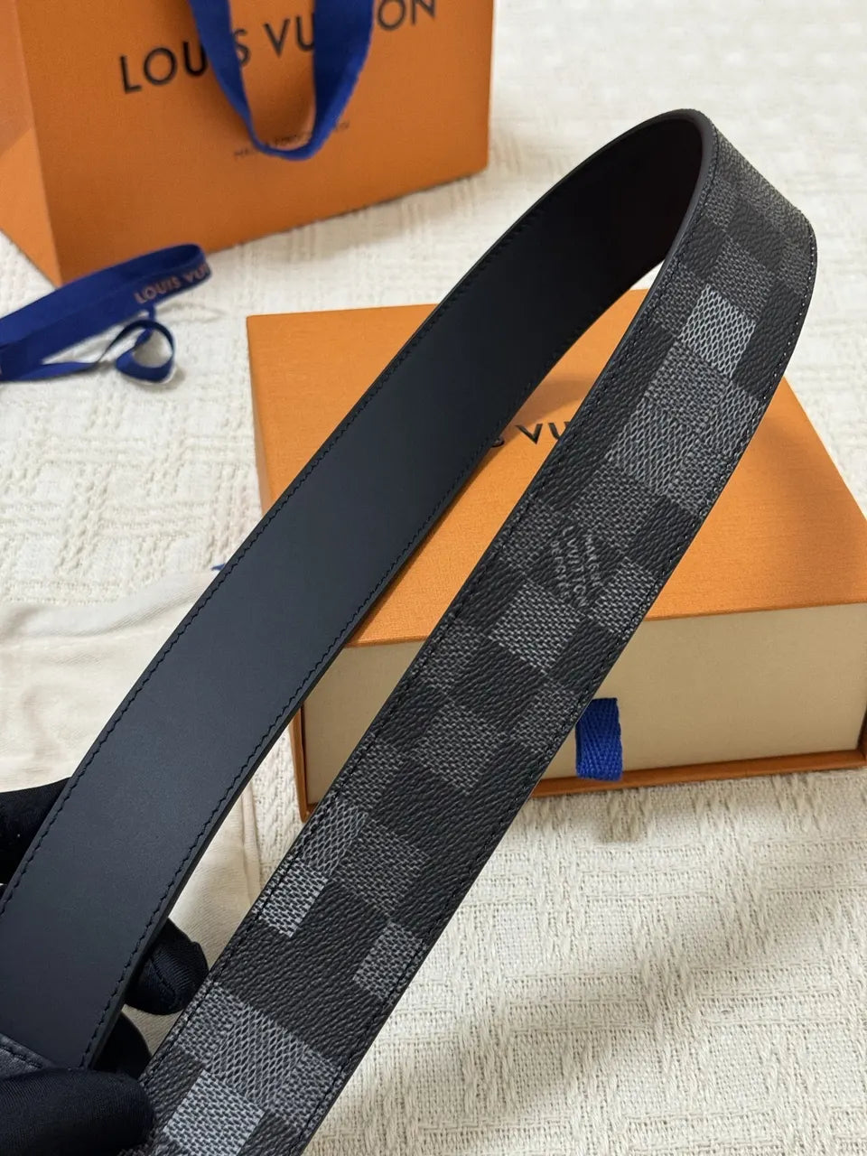 Louis Vuitton Damier Infini Black Belt Gold Buckle - Hình 8