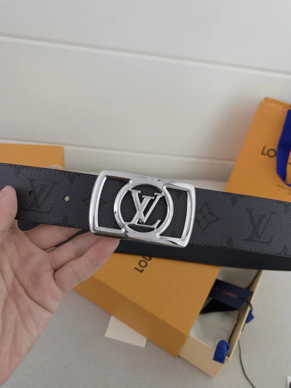 LV Black Monogram Belt Silver - Hình 5