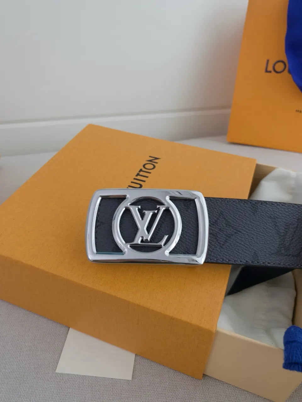 LV Black Monogram Belt Silver - Hình 6