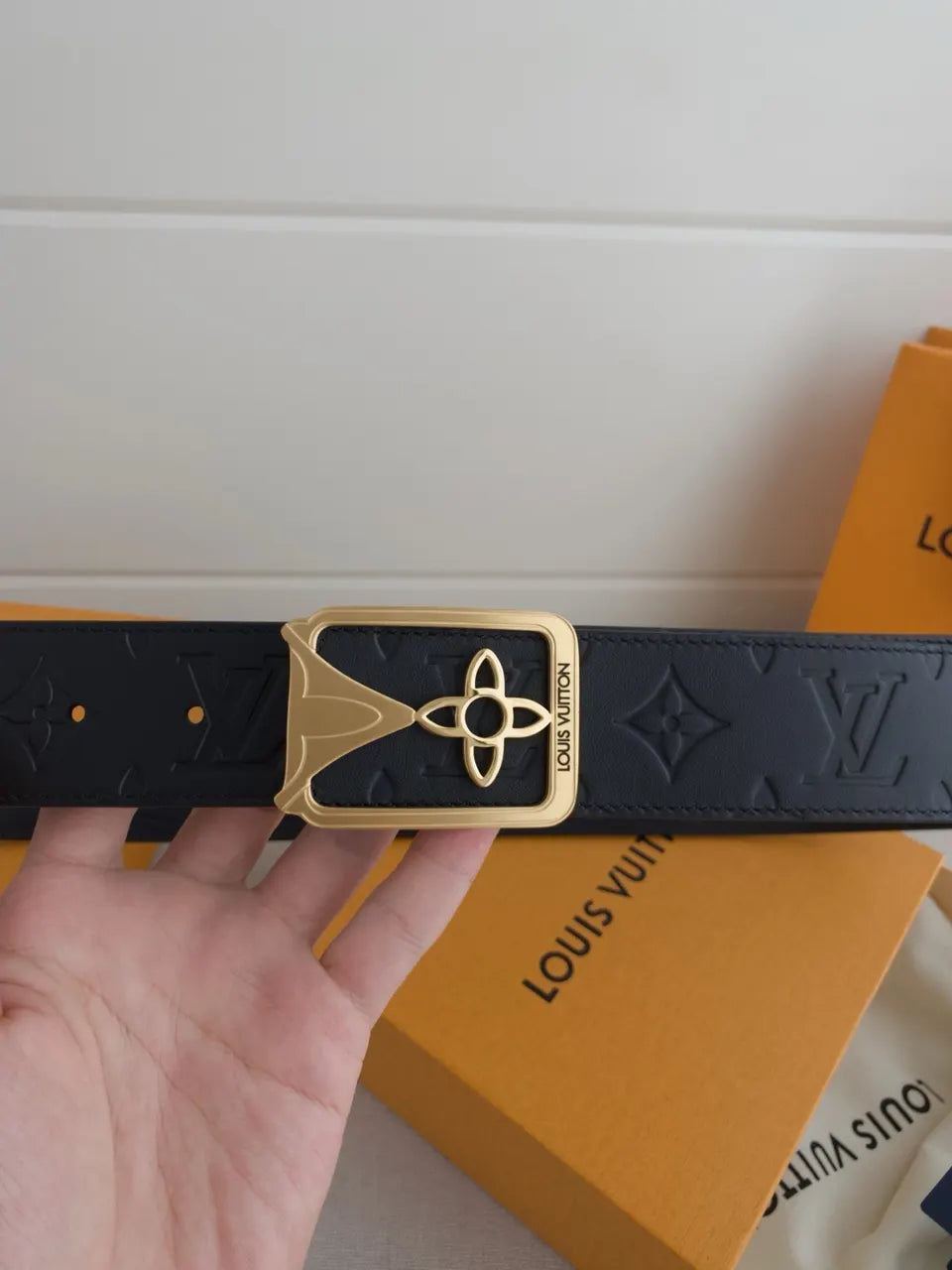 Louis Vuitton Navy Blue Leather Belt - Hình 6