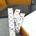 gold Louis Vuitton White Multicolor Monogram Belt