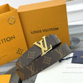 gold buckle Louis Vuitton Monogram Brown Belt