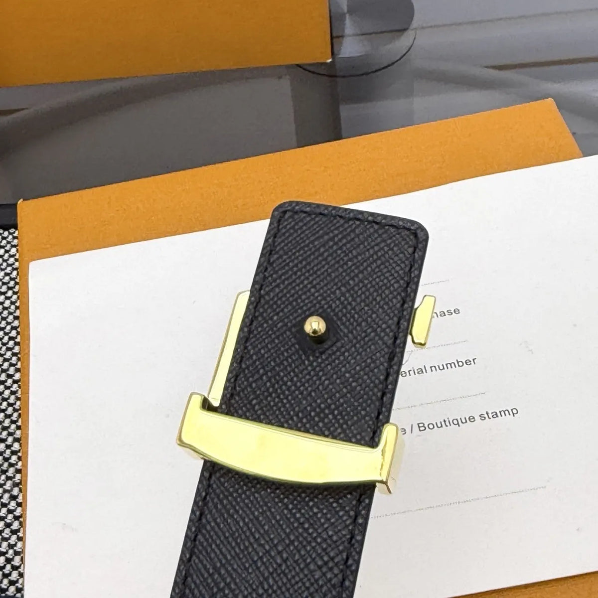 gold buckle Louis Vuitton Monogram Brown Belt - Hình 8