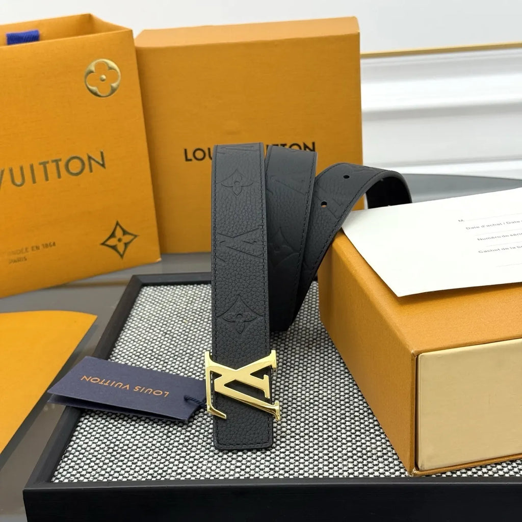 monogram Louis Vuitton Black Embossed Belt - Hình 2
