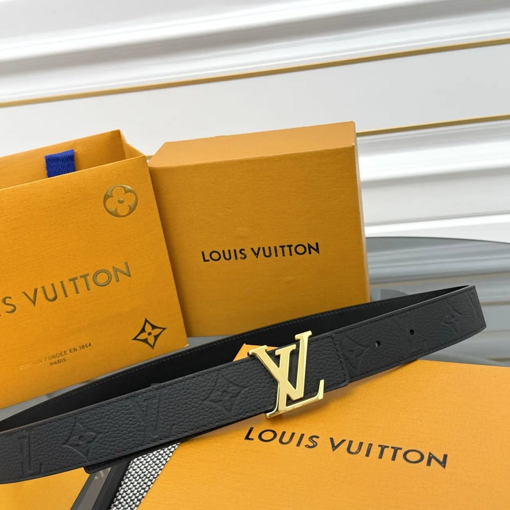 monogram Louis Vuitton Black Embossed Belt - Hình 4