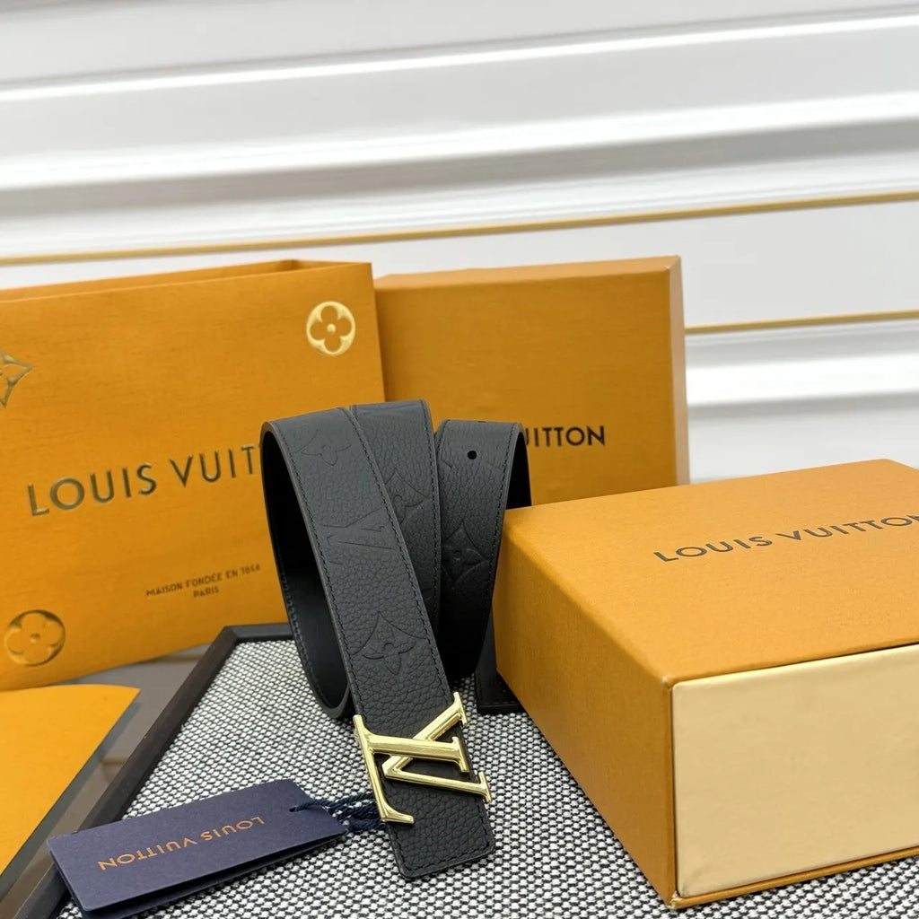 embossed Louis Vuitton Black Monogram Belt - Hình 2