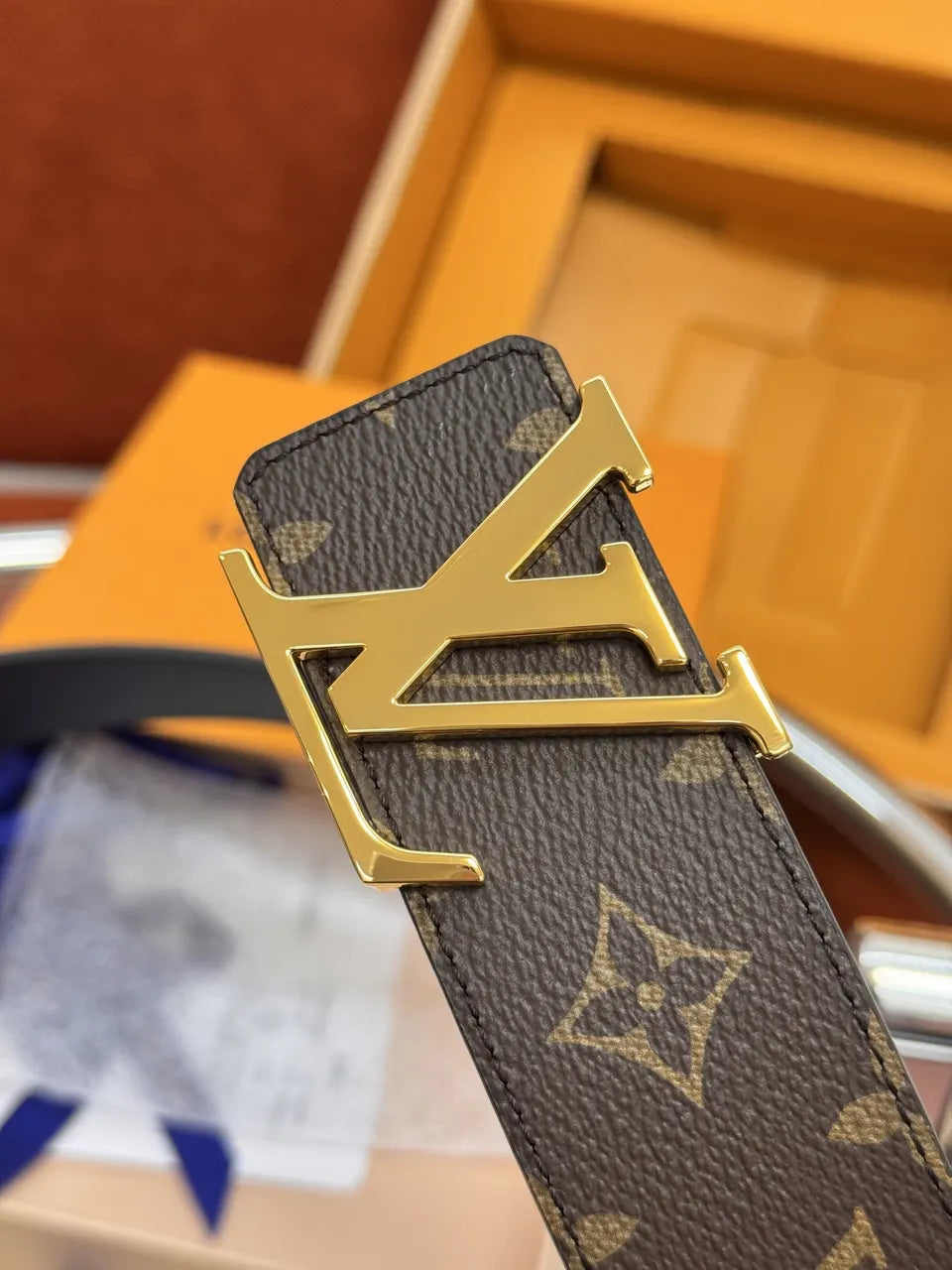 Louis Vuitton Monogram Brown Belt gold
