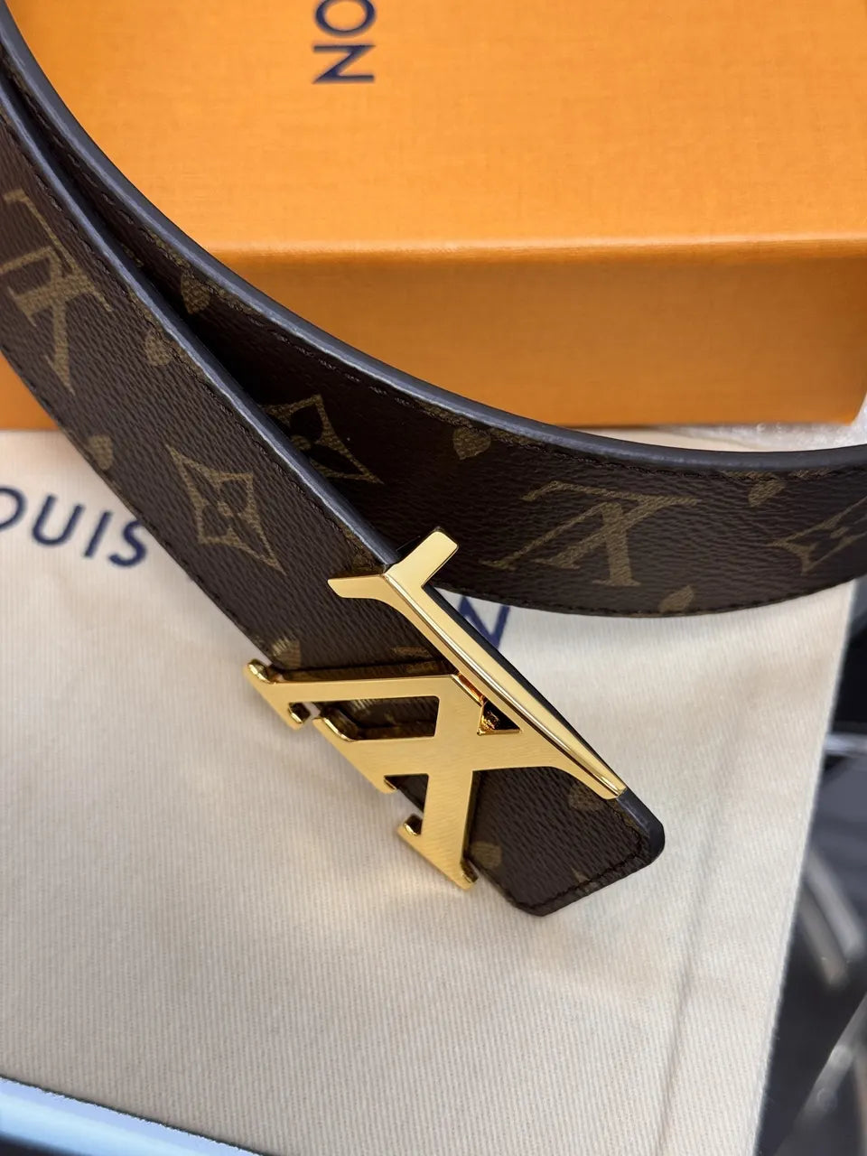 Louis Vuitton Monogram Brown Belt gold - Hình 5