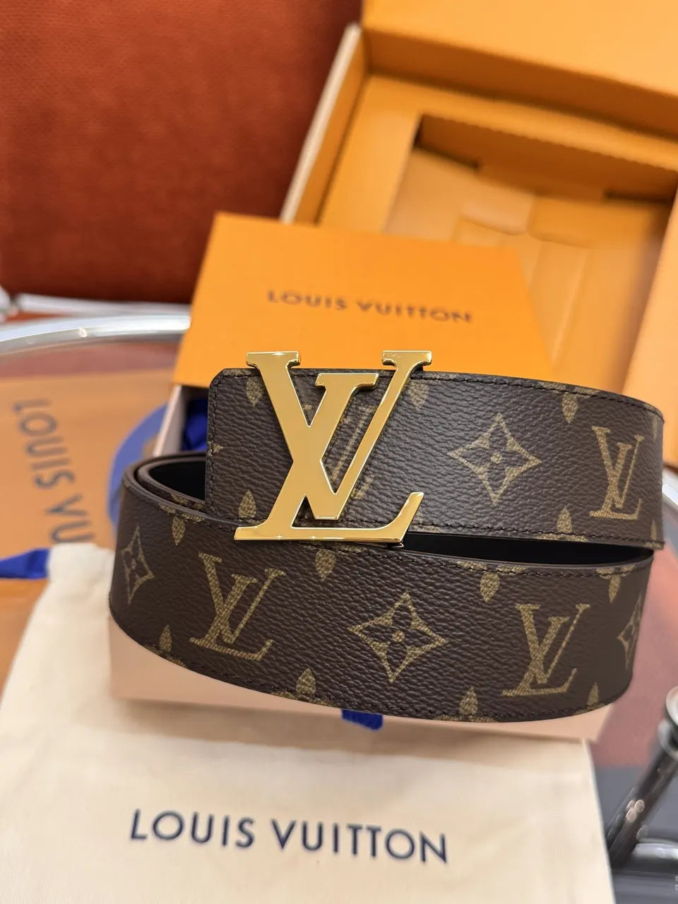 Louis Vuitton Monogram Brown Belt gold - Hình 6