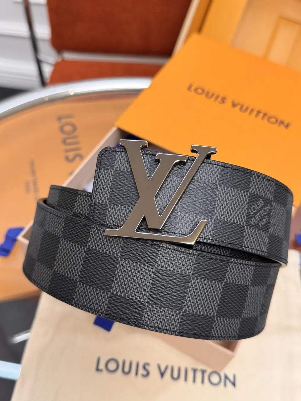 Louis Vuitton Damier Graphite LV Buckle Belt