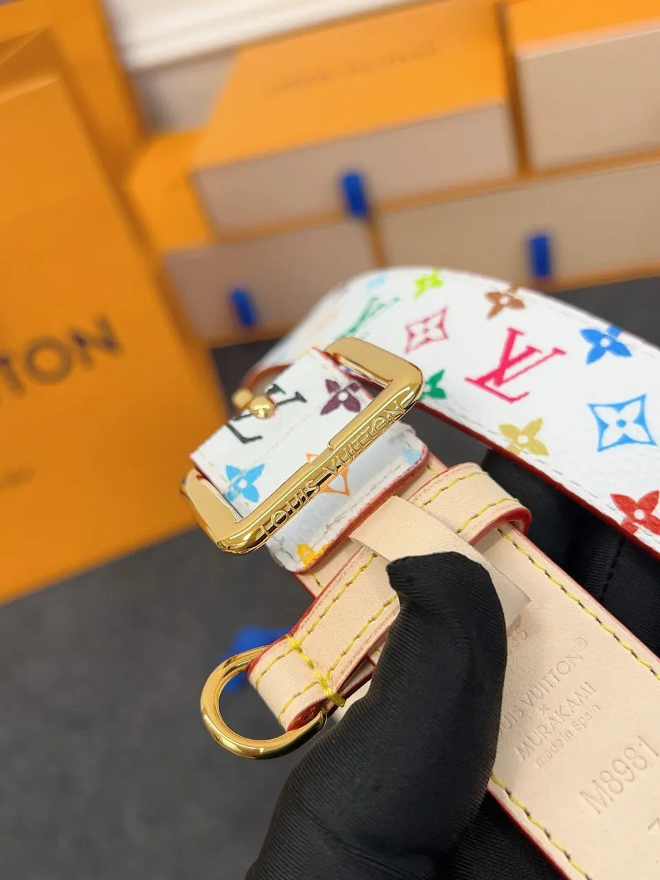 LV White Multicolor Monogram Belt - Hình 2