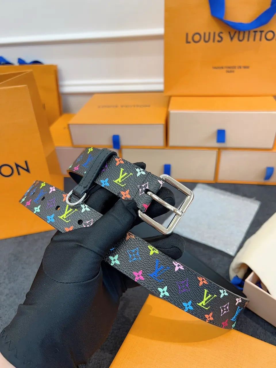 LV D-Ring Multicolor Belt - Hình 6