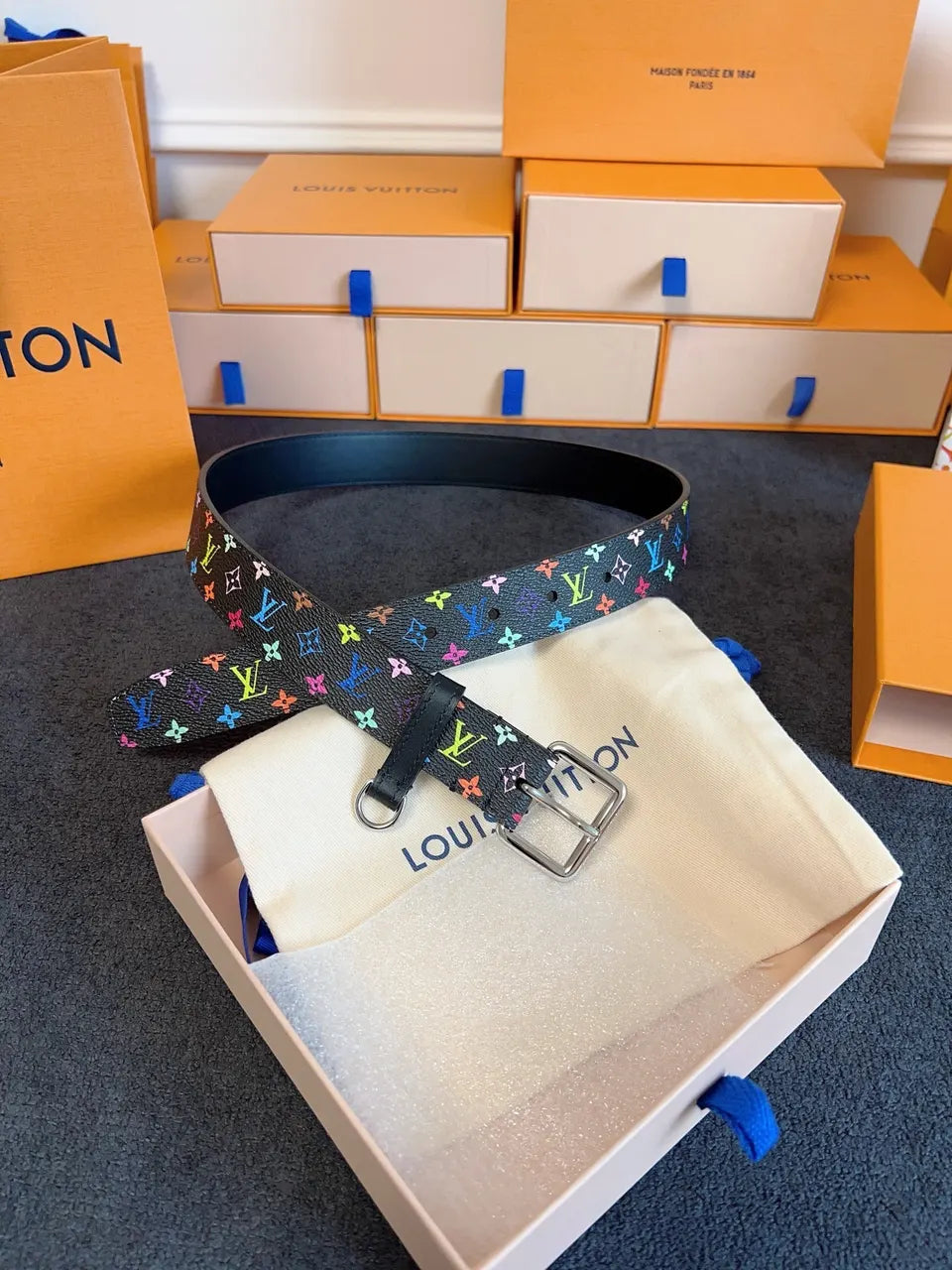 LV D-Ring Multicolor Belt - Hình 7