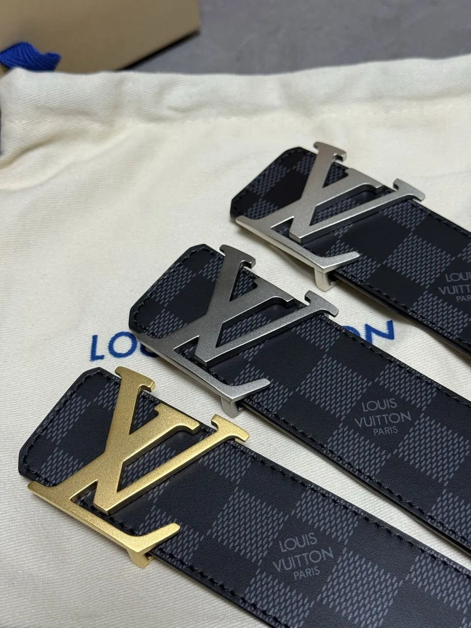 LV Damier Graphite Belt silver - Hình 2