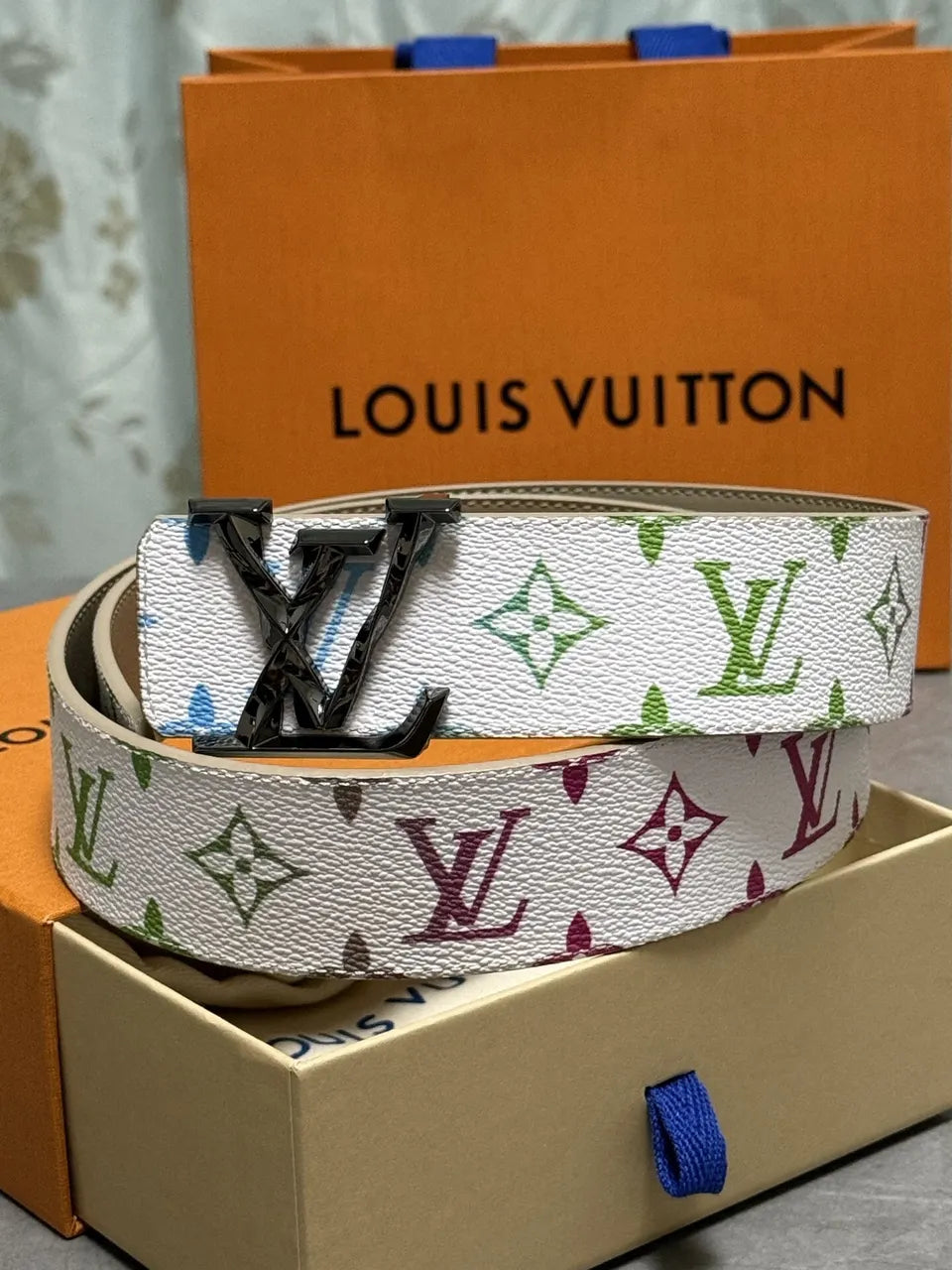 Louis Vuitton Multicolor Belt white