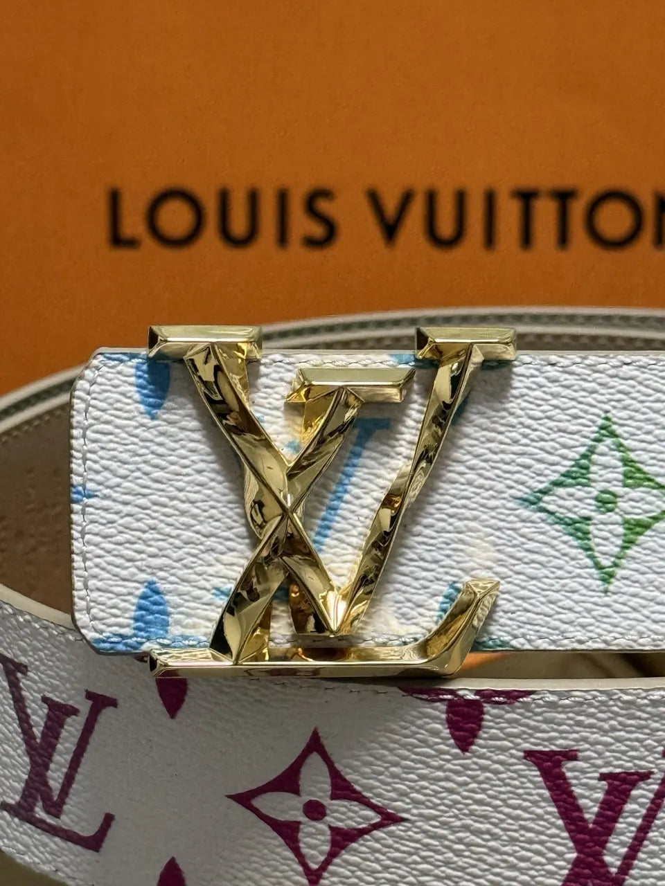 Louis Vuitton White Multicolor Monogram Belt - Hình 2