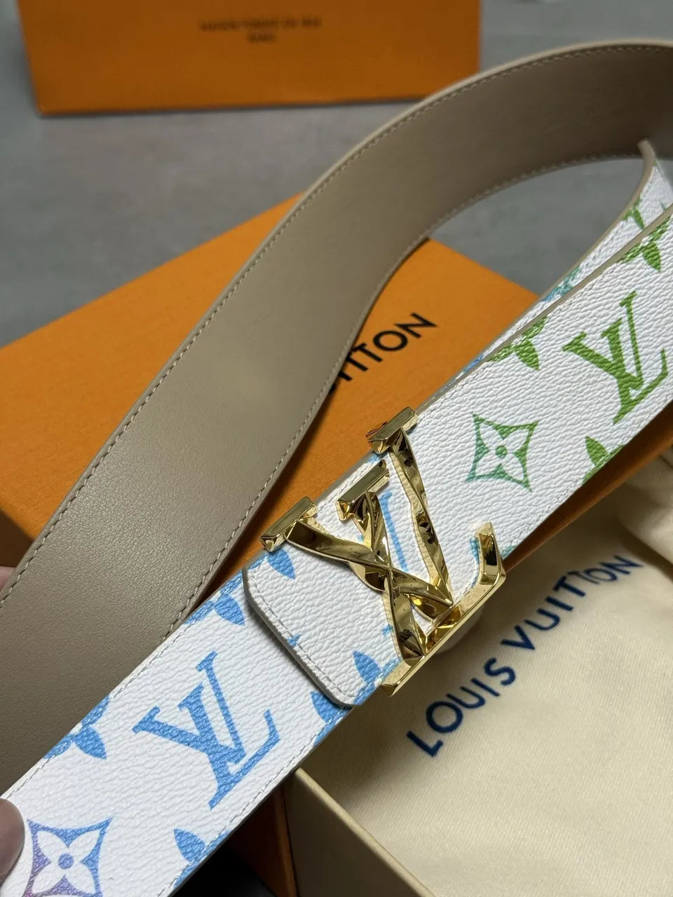 Louis Vuitton White Multicolor Monogram Belt - Hình 4