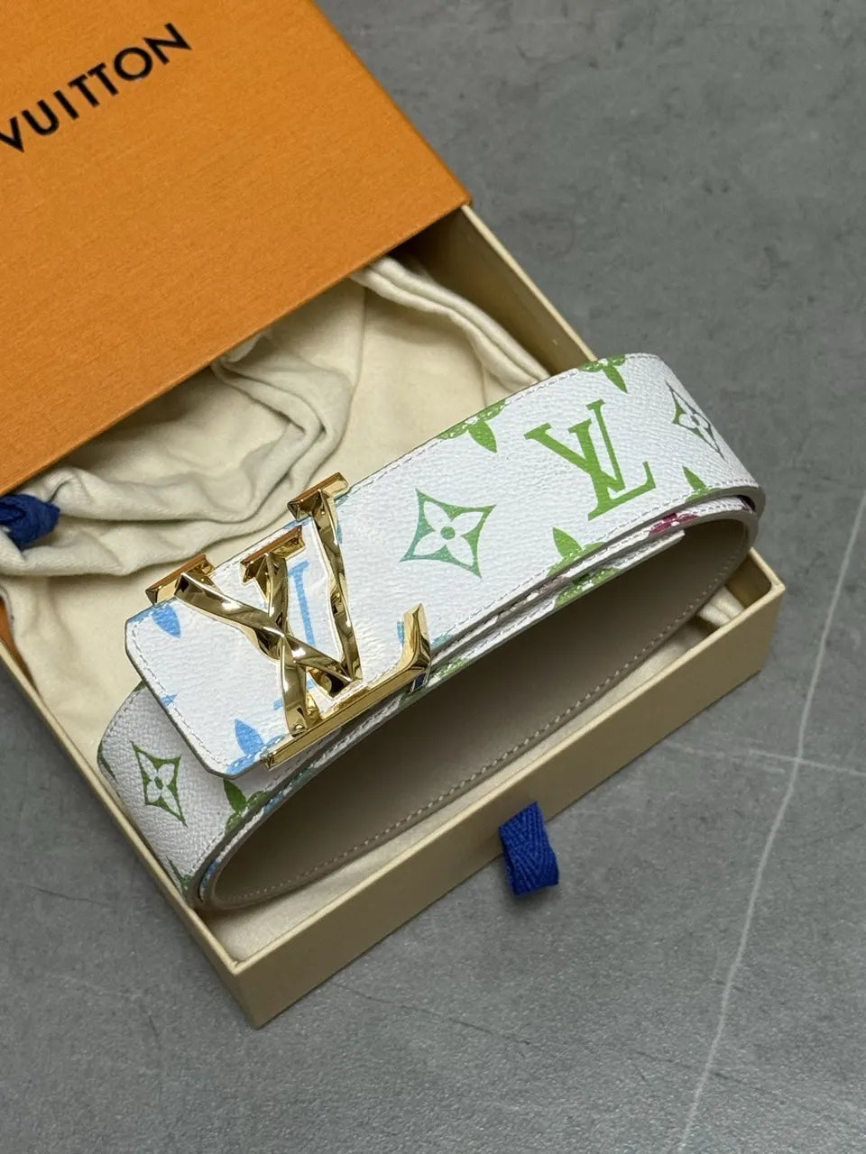 Louis Vuitton White Multicolor Monogram Belt - Hình 7