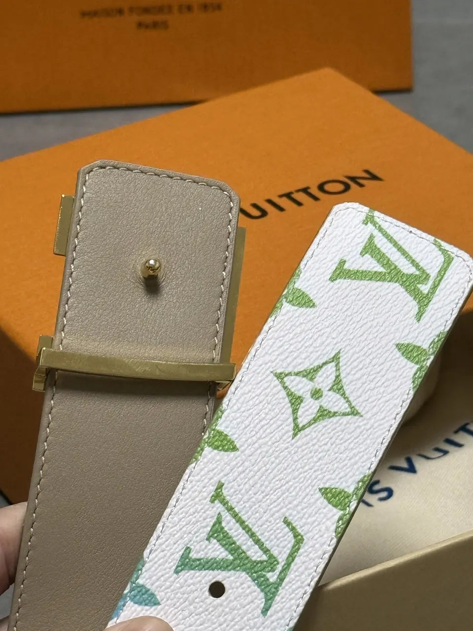 Louis Vuitton White Multicolor Monogram Belt - Hình 9