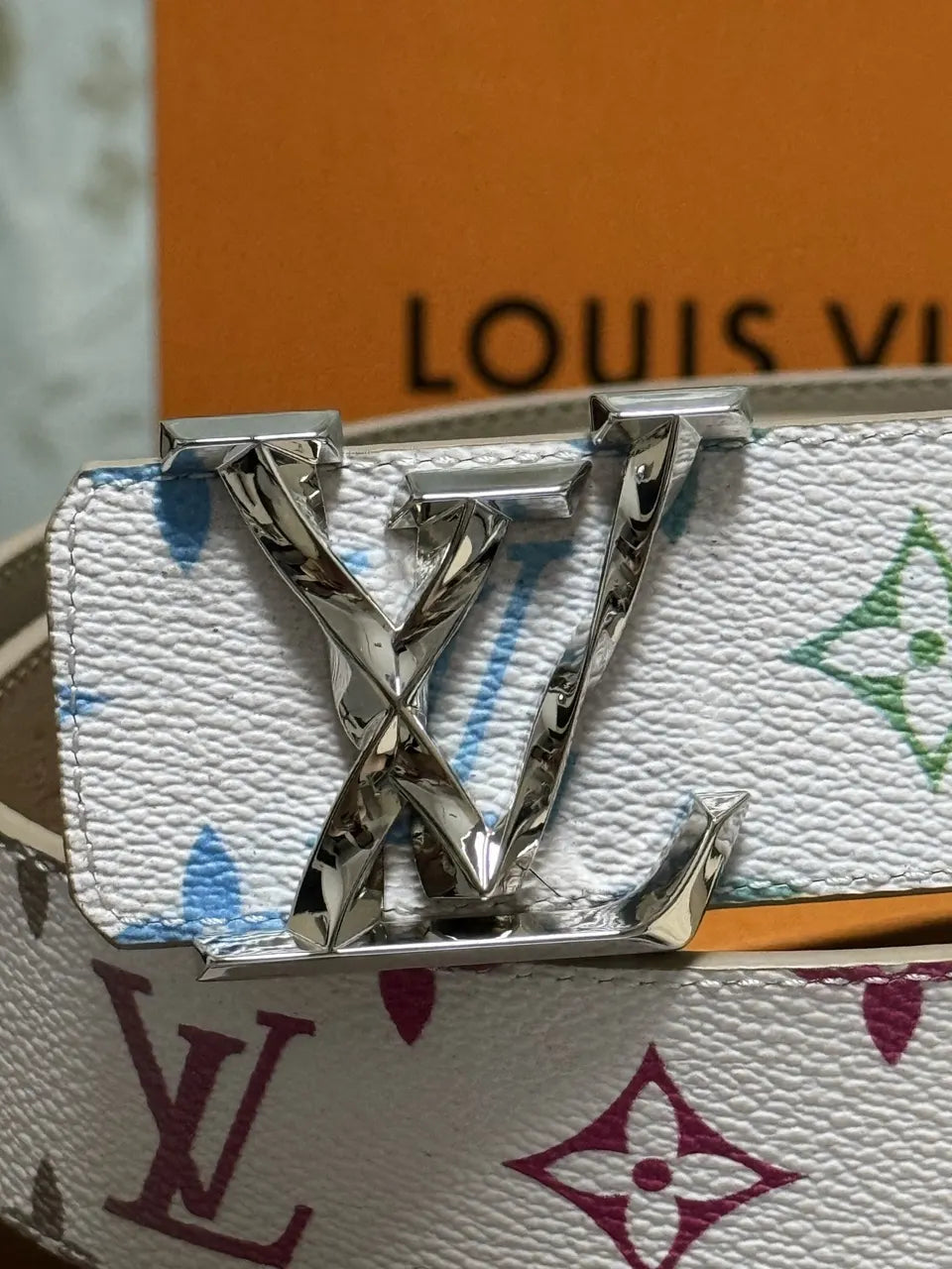 white Louis Vuitton Multicolor Monogram Belt - Hình 2