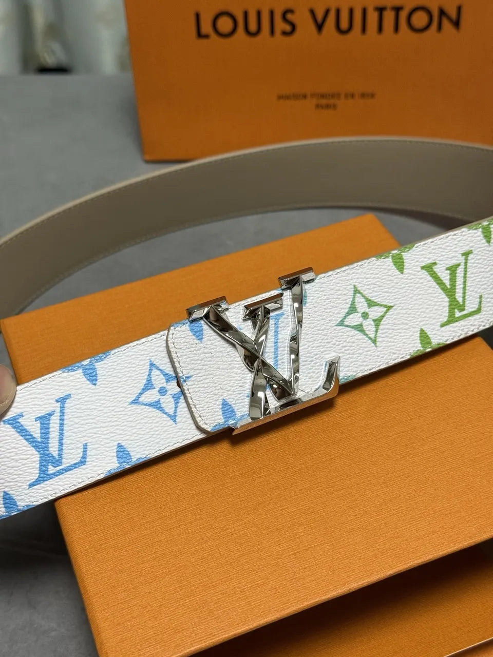 white Louis Vuitton Multicolor Monogram Belt - Hình 3