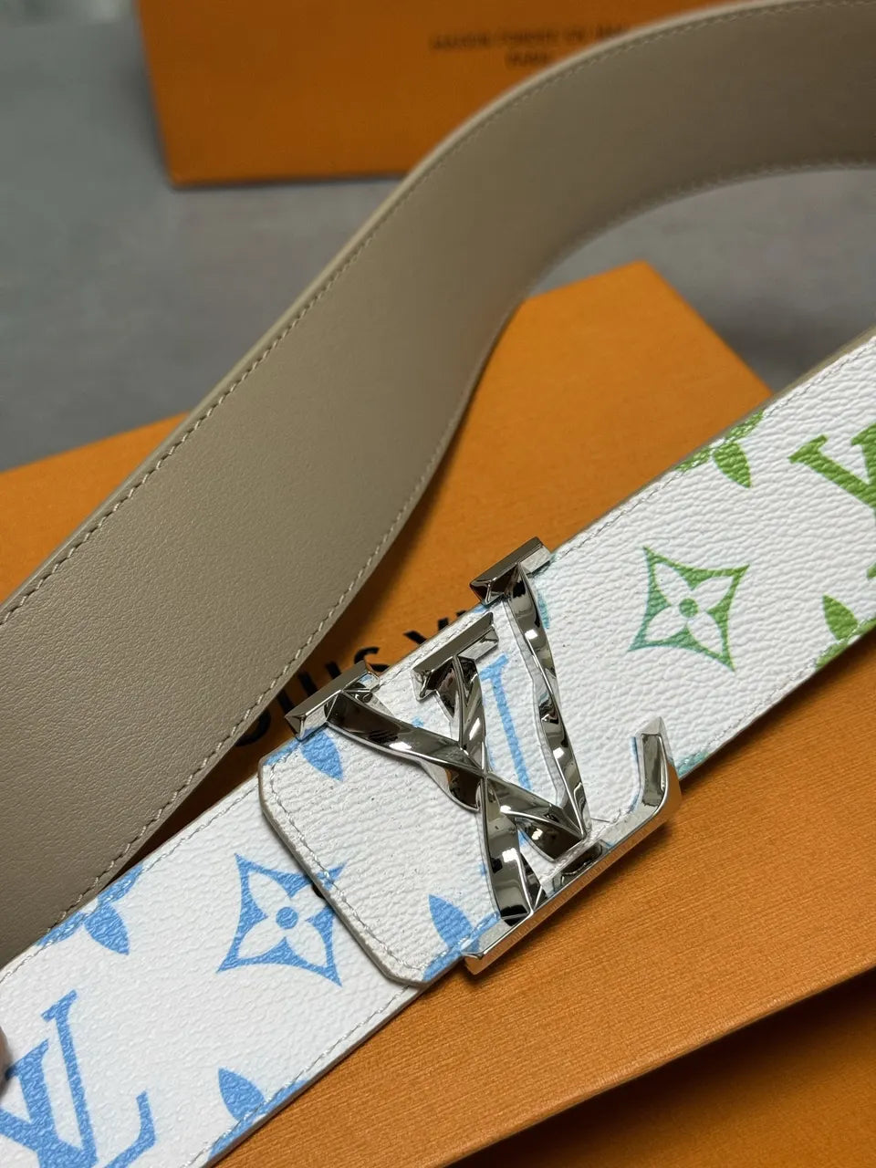 white Louis Vuitton Multicolor Monogram Belt - Hình 5